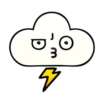 Gradient shaded cartoon thunder cloud Stock Illustration