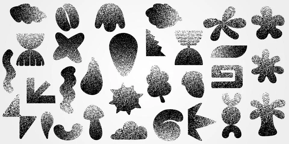 Gradient shape. Noisy texture. Geometric floral forms. Modern abstract elem.. Illustrazione stock