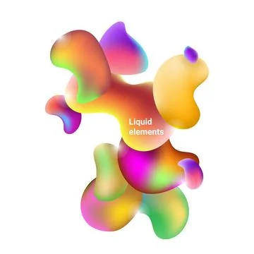 Gradient shapes composition. Abstract 3d liquid elements, bright colorful Stock Illustration