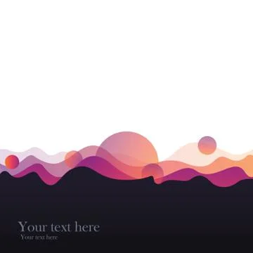 Gradient shapes composition sphere drops and navy and pink orange gradient wa Stock Illustration