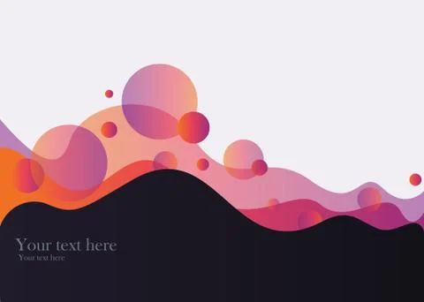 Gradient shapes composition sphere drops and navy and pink orange gradient wa Stock Illustration