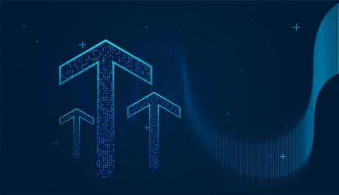 The gradient size of the arrows, from small to large, visually represents i.. Stock Illustration