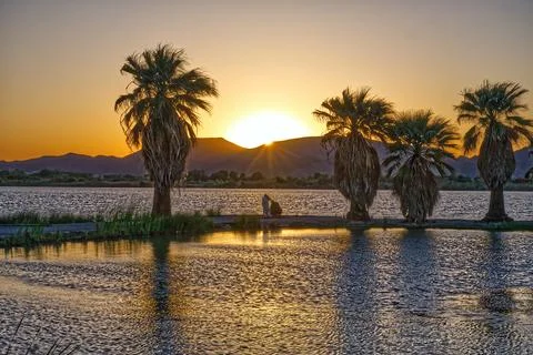 Gradient Sky &amp; Desert Sunset Stock Photos