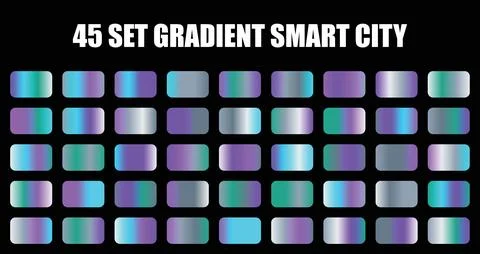 Gradient smart city color set vector design collection of vibrant blue and Stock Illustration