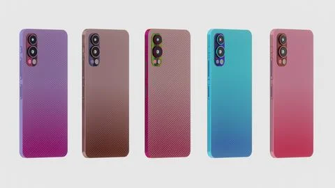 Gradient smartphones highlighting sleek camera modules in modern designs. 3D Stock Illustration
