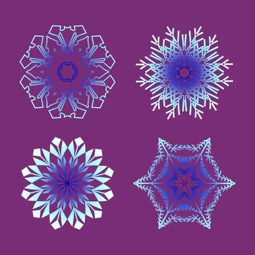 Gradient snowflakes collection. Vector isolated silhouette icons Stock Illustration