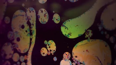 Gradient soap flow chaotic bubble blur paint oil Stock Photos