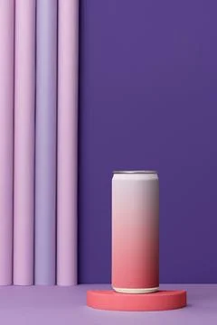 Gradient soda can, beverage packaging with design space Stock Photos