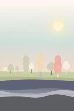Gradient soft twilight palette jungle-edge composition with and Stock Illustration