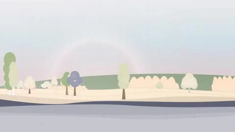 Gradient soft twilight palette view of meadow and tree band with foreground Stock Illustration