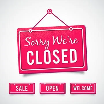 Gradient sorry we're closed signboard Stock Illustration