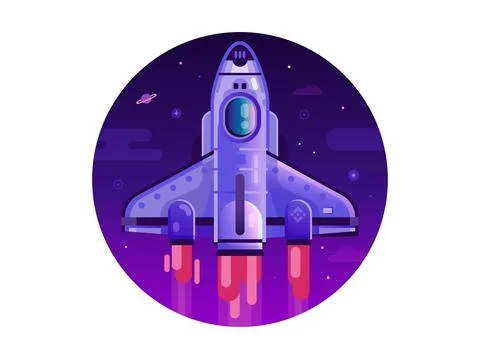 Gradient Space Shuttle Launch Circle icon Stock Illustration