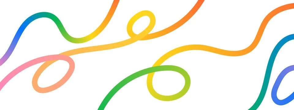 Gradient spiral ribbon background. Fluid and organic colorful line doodle e.. Stock Illustration