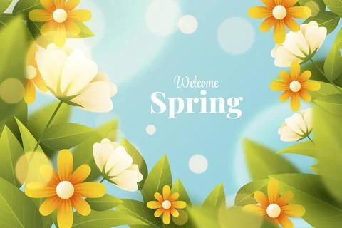 Gradient spring floral background 스톡 일러스트