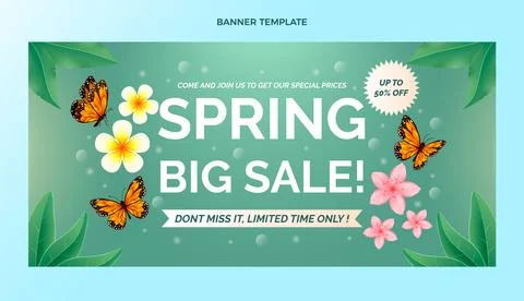 Gradient spring horizontal sale banner Stock Illustration