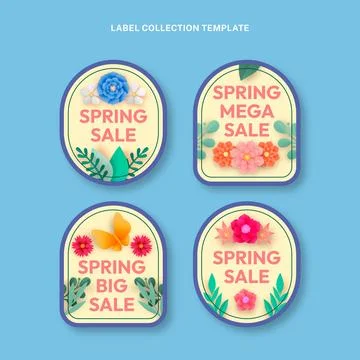 Gradient spring labels collection Stock Illustration