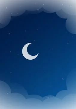 Gradient spring night moon illustration poster. Beautiful moon rise in star.. Stock Illustration