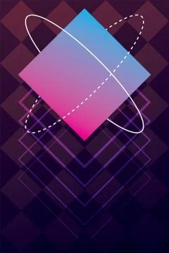 Gradient square and circle line around on a dark abstract background vector art 스톡 일러스트