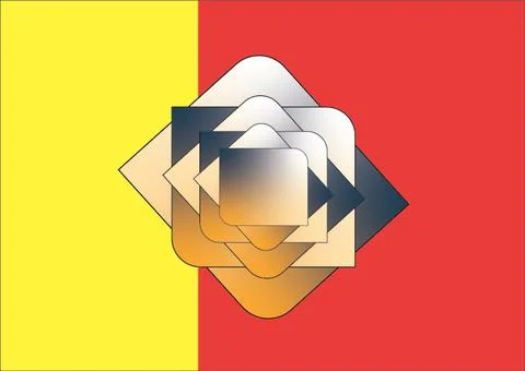 Gradient square layered patterns on a red and yellow background 스톡 일러스트