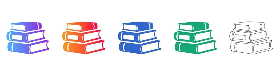 Gradient Stack of Books Icons Set for Education and Learning Stock-Illustration