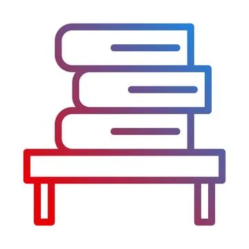 Gradient Stack of Books on Shelf with line icon style 스톡 일러스트