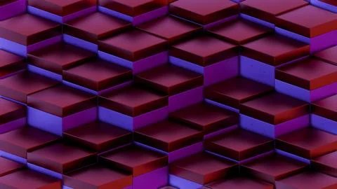 Gradient Stacked Cubes in Red and Purple Tones Stock Illustration