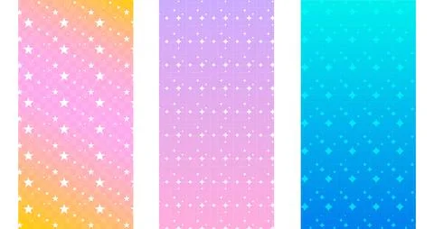 Gradient star patterns in pastel y2k colors Stock Illustration