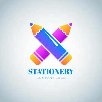 Gradient stationery store logo template Stock Illustration