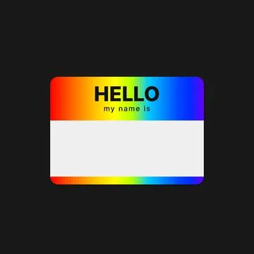 Gradient Sticker with Phrase Hello my Name is. Introduction Card on Transparent Stock Illustration