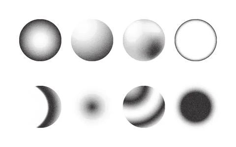 Gradient stipples noise circles made of grains and dots, halftone round Stock Illustration