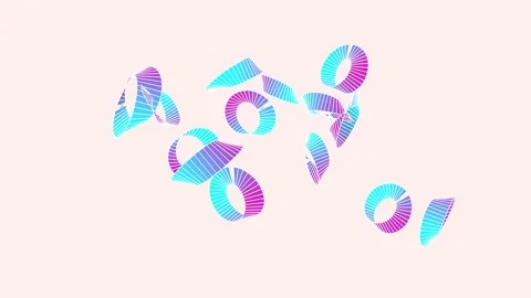 Gradient Striped Ring Elements Floating and Scattering Loop Stock Footage 340131686