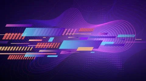 Gradient stripes and dynamic wavy lines with halftone star texture Illustrazione stock