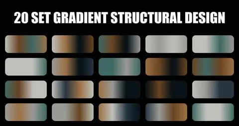 Gradient structural design set featuring metallic silver and copper hues in Stock Illustration