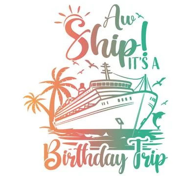 A gradient -style illustration with bold script typography featuring cruise s Stock Illustration
