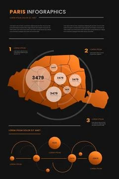 Gradient style paris map infographics template Stock Illustration