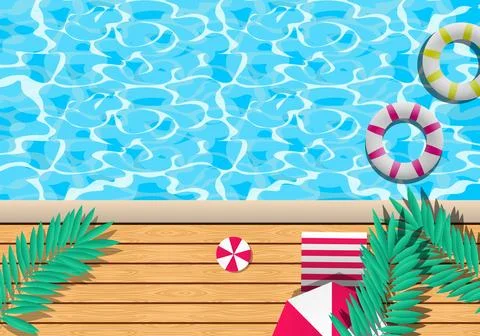 Gradient summer background with pool scenery. 스톡 일러스트
