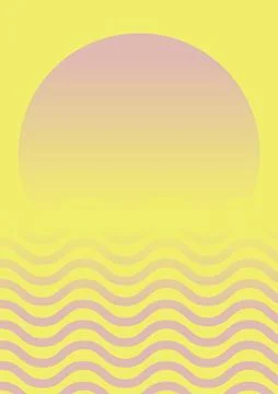 Gradient summer sea background illustration poster. Beautiful sunrise or suns Stock Illustration