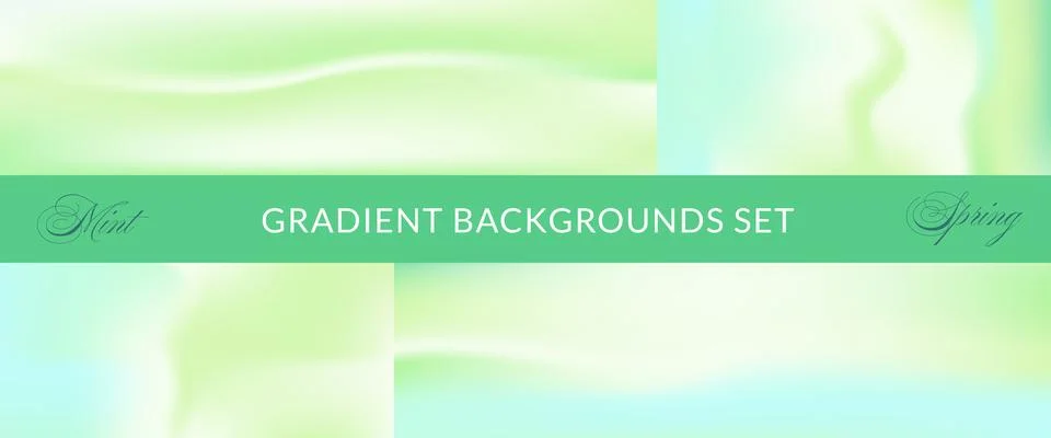 Gradient summer set with nature aqua mood for wellness banner. Green mint イラスト素材