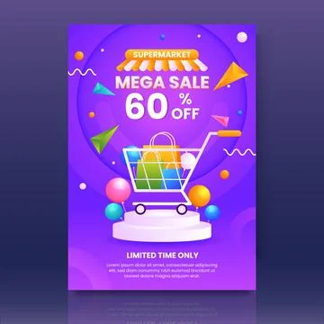 Gradient supermarket flyer design Stock Illustration