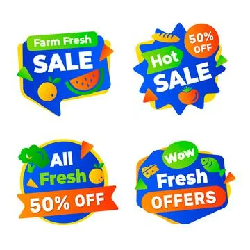 Gradient supermarket labels template Illustrazione stock