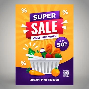 Gradient supermarket poster template Stockillustratie