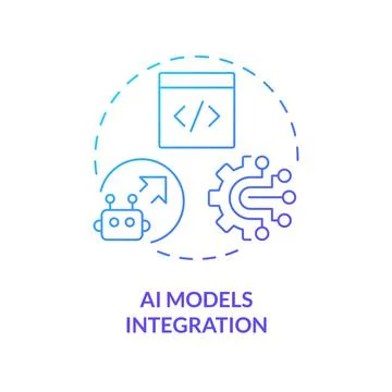 Gradient thin line icon AI models integration concept Stock Illustration