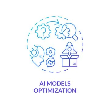 Gradient thin line icon AI models optimization concept Stock Illustration