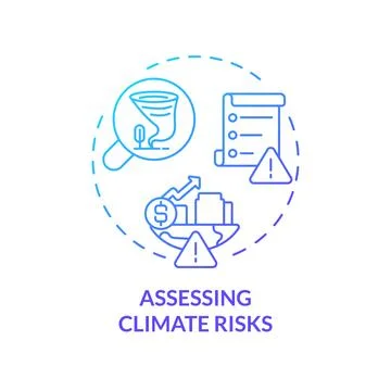 Gradient thin line icon assessing climate risks concept Illustrazione stock
