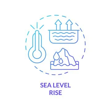 Gradient thin line icon sea level rise concept Illustrazione stock