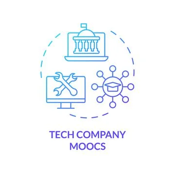 Gradient thin linear icon tech company MOOCs concept Stock Illustration