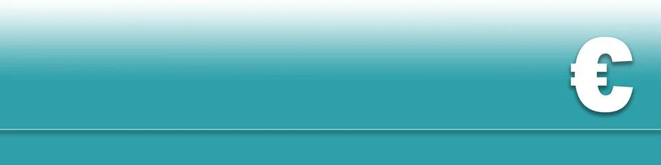 Gradient turquoise background with the white icon of euro on the right Illustrazione stock