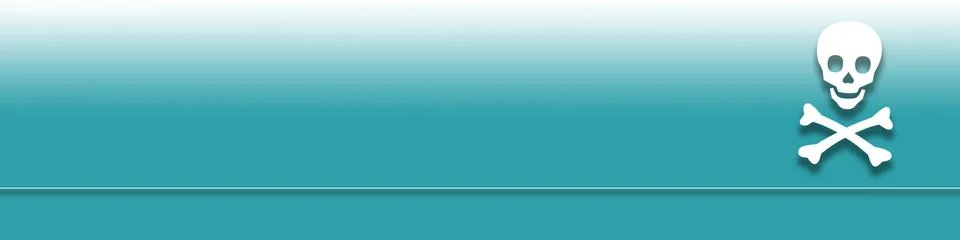 Gradient turquoise background with the white icon of the skull on the right Stock-Illustration