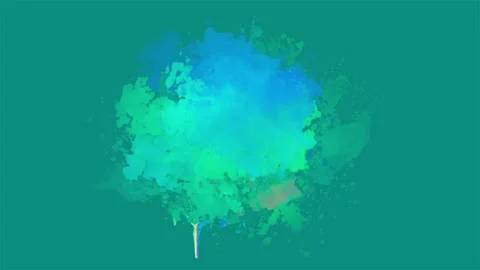 Gradient Turquoise Ink Splatter Animation. Abstract Ink Brush Strokes. Stock Footage 219430723