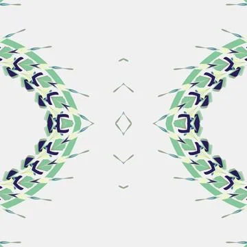 Gradient twilight shore palette symmetrical decorative motif in pale lime, mint, Stock Illustration
